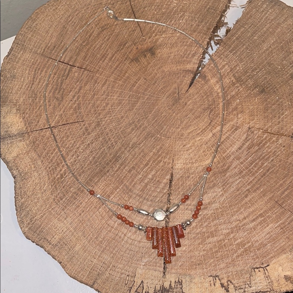 Elegant Rust Beaded Necklace